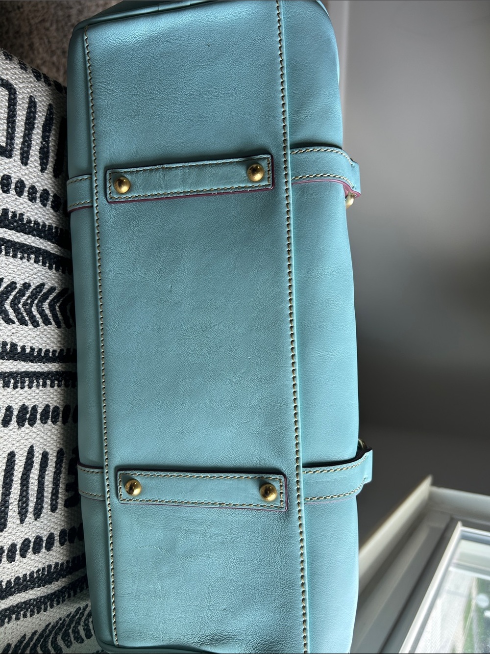 Dooney & Bourke Large Pale Blue/Aqua Florentine Leather Satchel - Picture 5 of 16